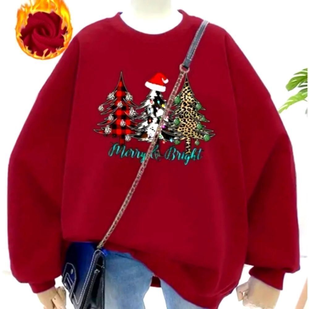 Ladies Festive Fleece crew holiday sweatshirt sz xl